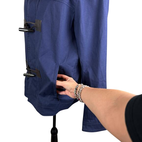 Michael Kors Men's Navy Hooded Toggle Zipper Snap 100% Cotton Jacket Coat - Picture 11 of 16